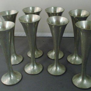 Vintage Banka Tin EFTE Set of Eight Trumpet Shaped Cordials